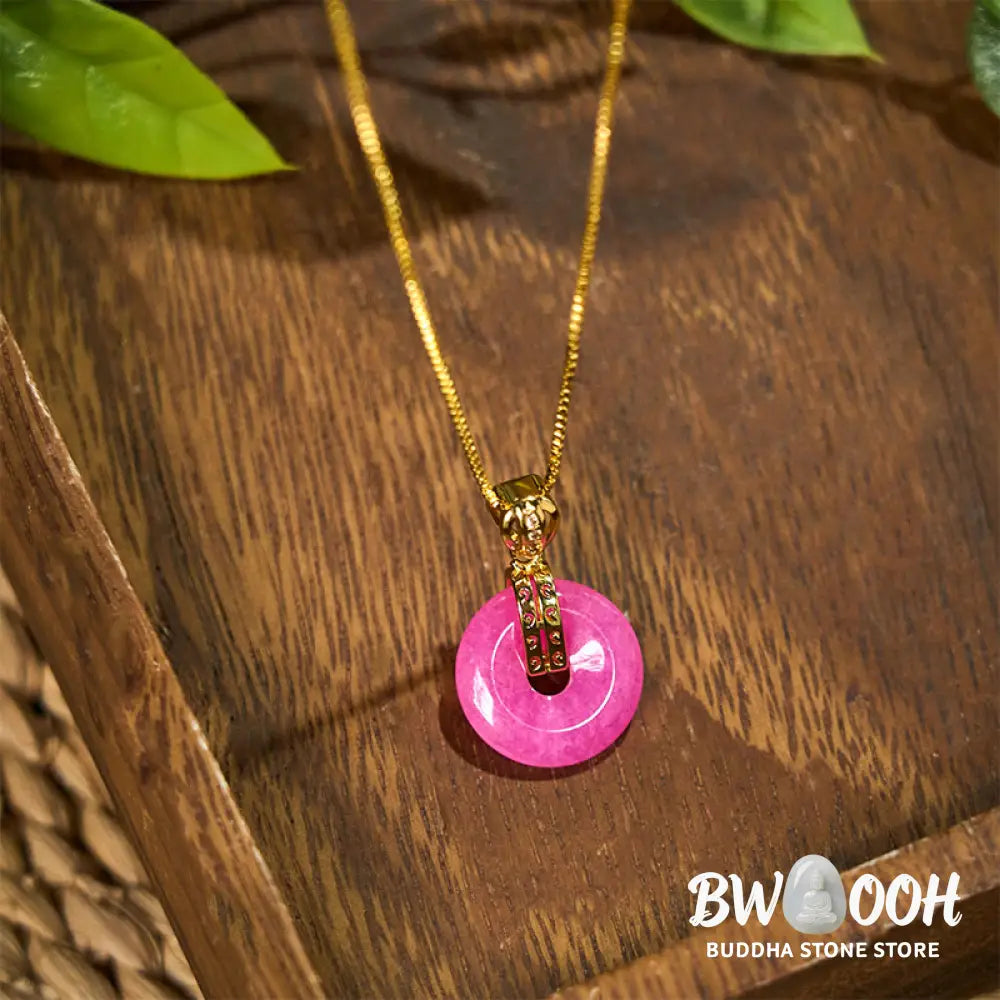 Buddha Stones Purple Jade Peace Buckle Happiness Necklace Pendant - BWOOOH - Purple Jade - Necklaces &amp; Pendants