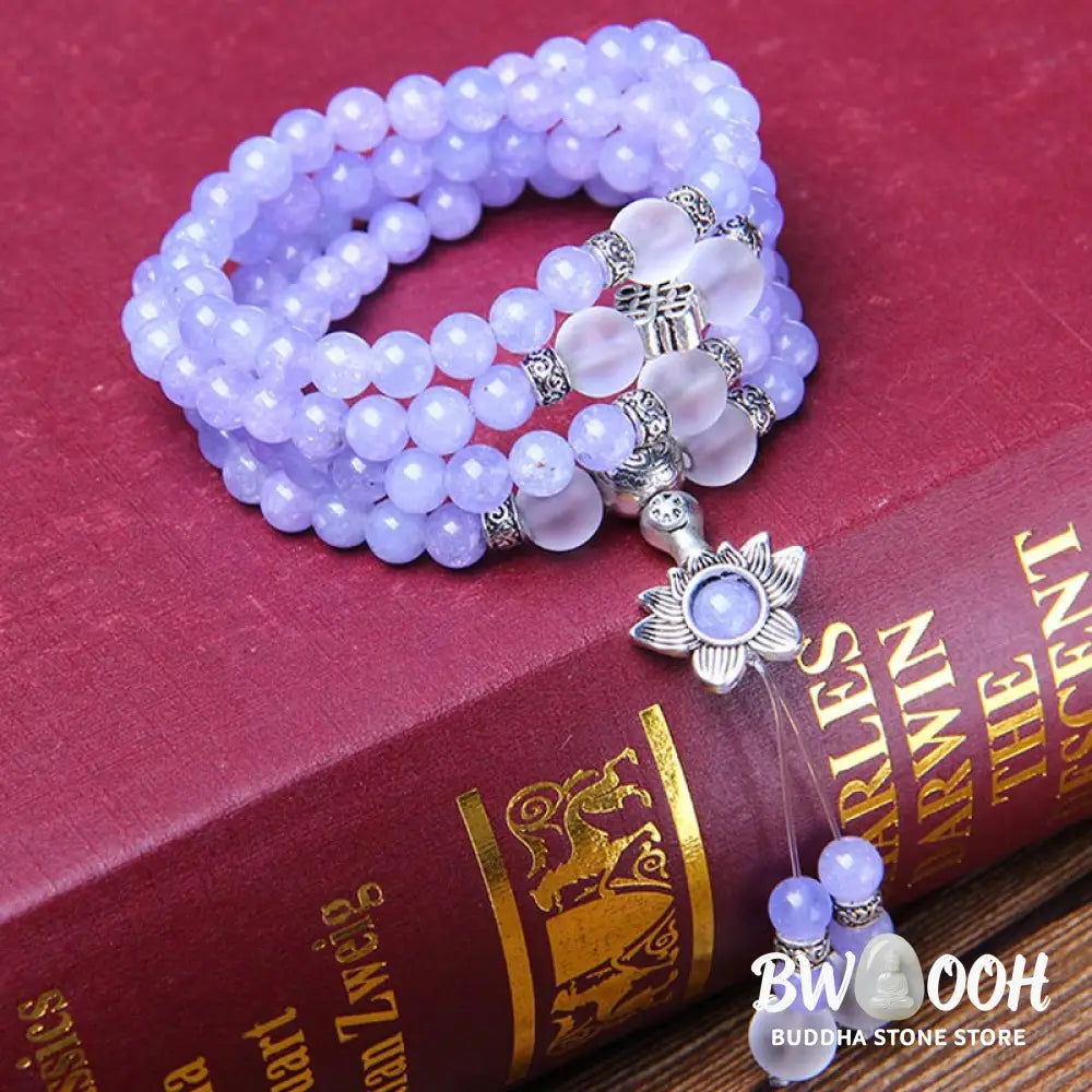 BWOOOH Purple Jasper 108-bead strength bracelet mala, 6mm unisex meditation beads. Features vibrant purple jasper promoting healing, courage, wisdom, and self-awareness. - View 8