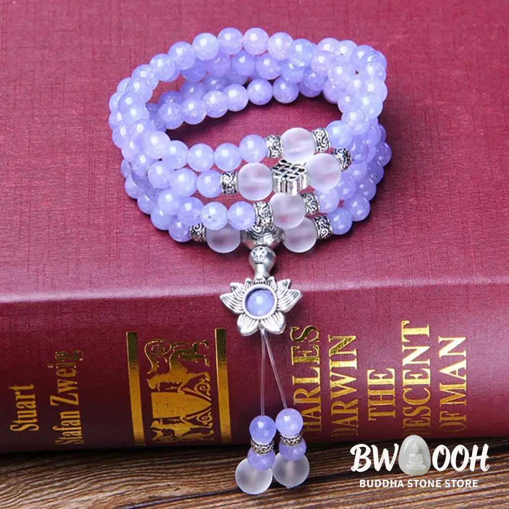 BWOOOH Purple Jasper 108-bead strength bracelet mala, 6mm unisex meditation beads. Features vibrant purple jasper promoting healing, courage, wisdom, and self-awareness. - View 2