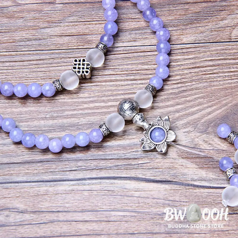 BWOOOH Purple Jasper 108-bead strength bracelet mala, 6mm unisex meditation beads. Features vibrant purple jasper promoting healing, courage, wisdom, and self-awareness. - View 10