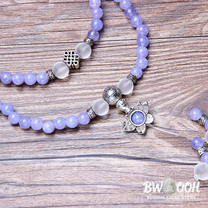 BWOOOH Purple Jasper 108-bead strength bracelet mala, 6mm unisex meditation beads. Features vibrant purple jasper promoting healing, courage, wisdom, and self-awareness. - View 10