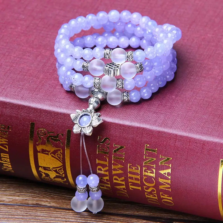 BWOOOH Purple Jasper 108-bead strength bracelet mala, 6mm unisex meditation beads. Features vibrant purple jasper promoting healing, courage, wisdom, and self-awareness.
