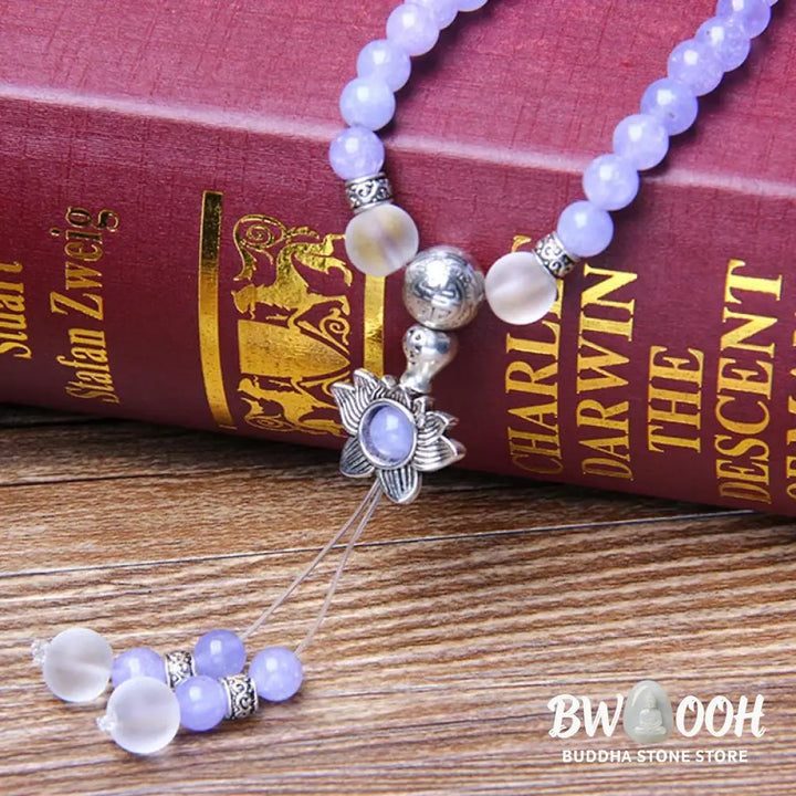 BWOOOH Purple Jasper 108-bead strength bracelet mala, 6mm unisex meditation beads. Features vibrant purple jasper promoting healing, courage, wisdom, and self-awareness. - View 4