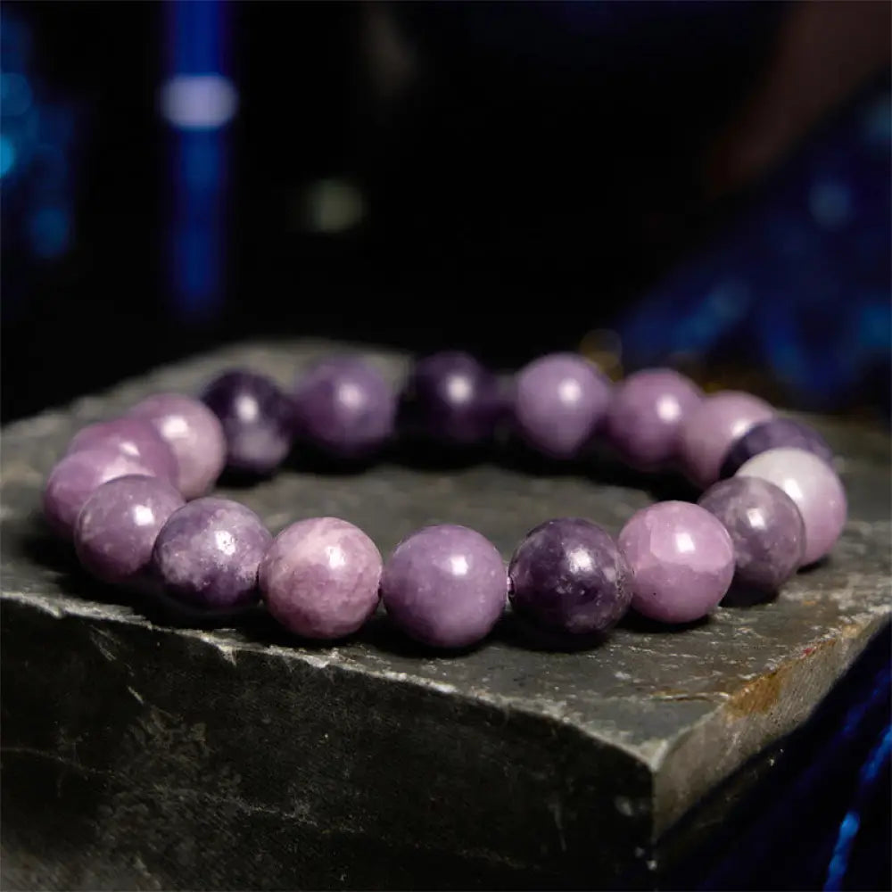 Buddha Stones Purple Mica Stone Positive Bracelet - BWOOOH - Purple Mica Stone(Wrist Circumference: 14-16cm) / 10mm