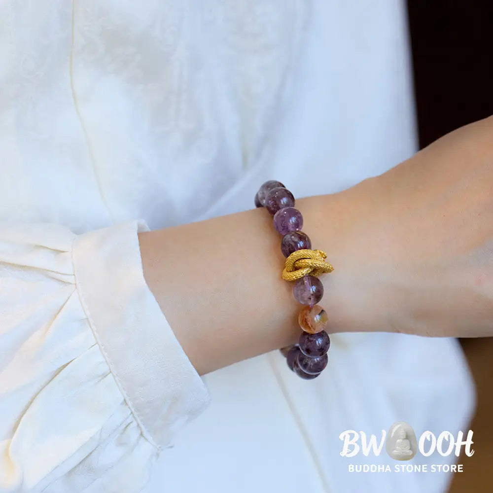 Buddha Stones Purple Phantom Copper Gold-plated Dragon Wisdom Bracelet - BWOOOH - Purple Phantom(Wrist Circumference: