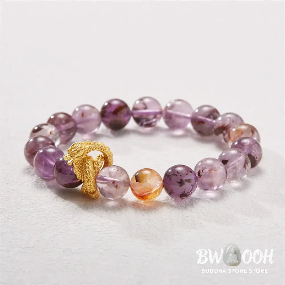 Buddha Stones Purple Phantom Copper Gold-plated Dragon Wisdom Bracelet - BWOOOH - Purple Phantom(Wrist Circumference: