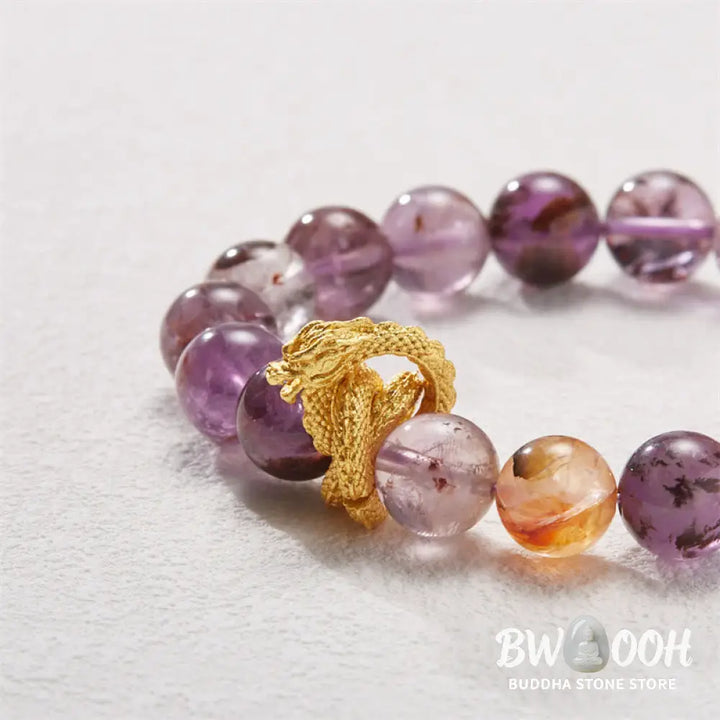 Buddha Stones Purple Phantom Copper Gold-plated Dragon Wisdom Bracelet - BWOOOH - Purple Phantom(Wrist Circumference: