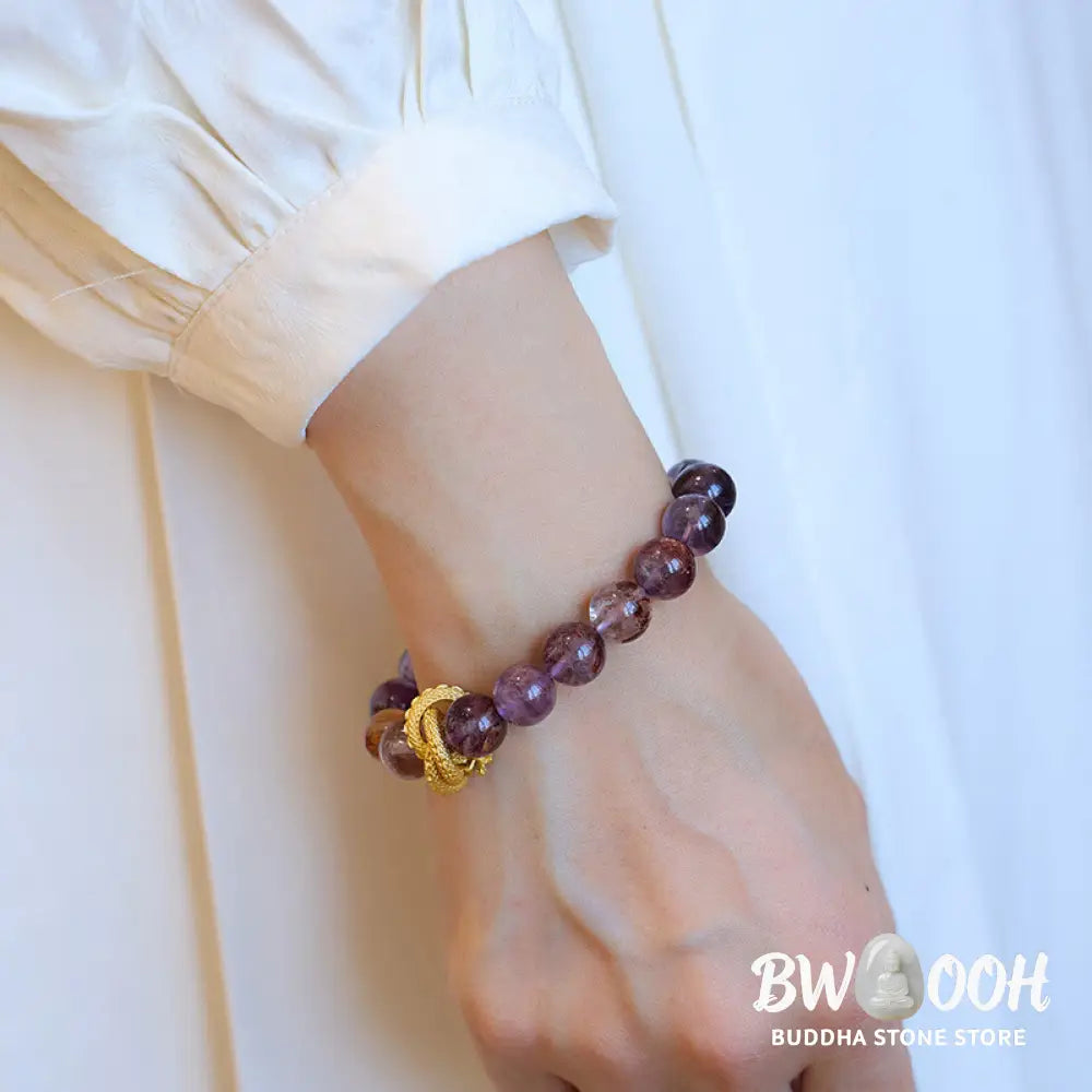 Buddha Stones Purple Phantom Copper Gold-plated Dragon Wisdom Bracelet - BWOOOH - Purple Phantom(Wrist Circumference: