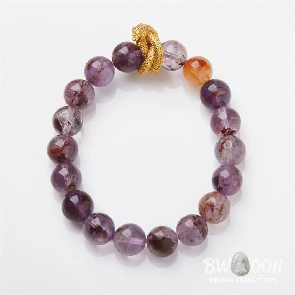 Buddha Stones Purple Phantom Copper Gold-plated Dragon Wisdom Bracelet - BWOOOH - Purple Phantom(Wrist Circumference: