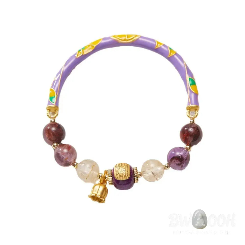 Buddha Stones Purple Phantom Purple Jade Scripture Citrine Love Wisdom Bracelet Bangle - BWOOOH - 14-16cm - Bracelet