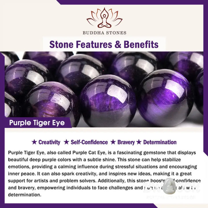 Buddha Stones Purple Tiger Eye Creativity Bracelet - BWOOOH - Bracelet
