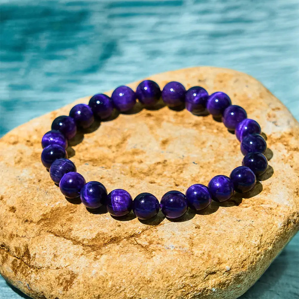 BWOOOH Purple Tiger Eye Creativity Bracelet — Tiger Eye crystal healing bracelet for spiritual healing and mindful living