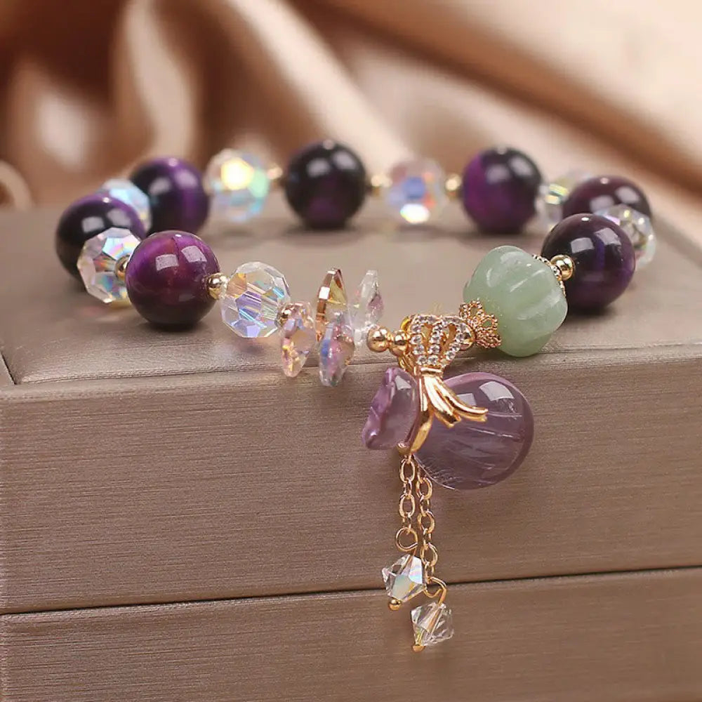 BWOOOH Purple Tiger Eye White Crystal Amethyst Jade Bravery Bracelet - BWOOOH - Purple Tiger Eye(Wrist