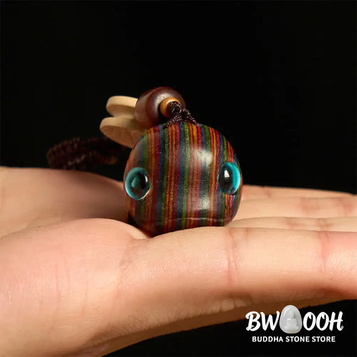 Buddha Stones Rainbow Eucalyptus Dolphin Carved Positive Key Chain Phone Hanging Decoration - Key Chain&amp;Phone Hanging