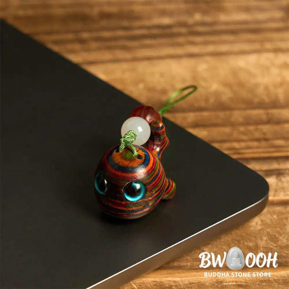 Buddha Stones Rainbow Eucalyptus Dolphin Carved Positive Key Chain Phone Hanging Decoration - Key Chain&amp;Phone Hanging