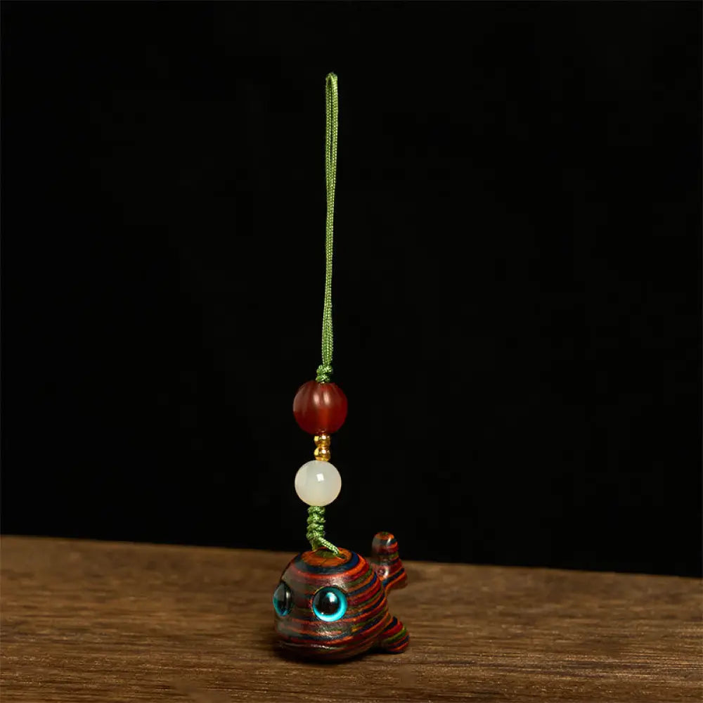 Buddha Stones Rainbow Eucalyptus Dolphin Carved Positive Key Chain Phone Hanging Decoration - Phone Hanging Decoration
