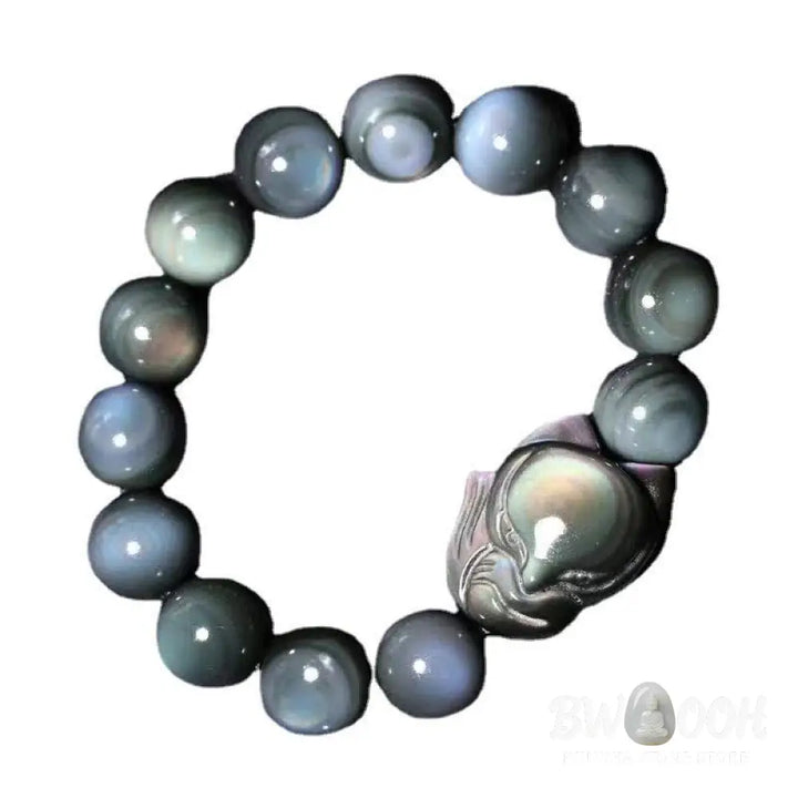 Buddha Stones Rainbow Obsidian Fox Healing Positive Bracelet - BWOOOH - Bracelet