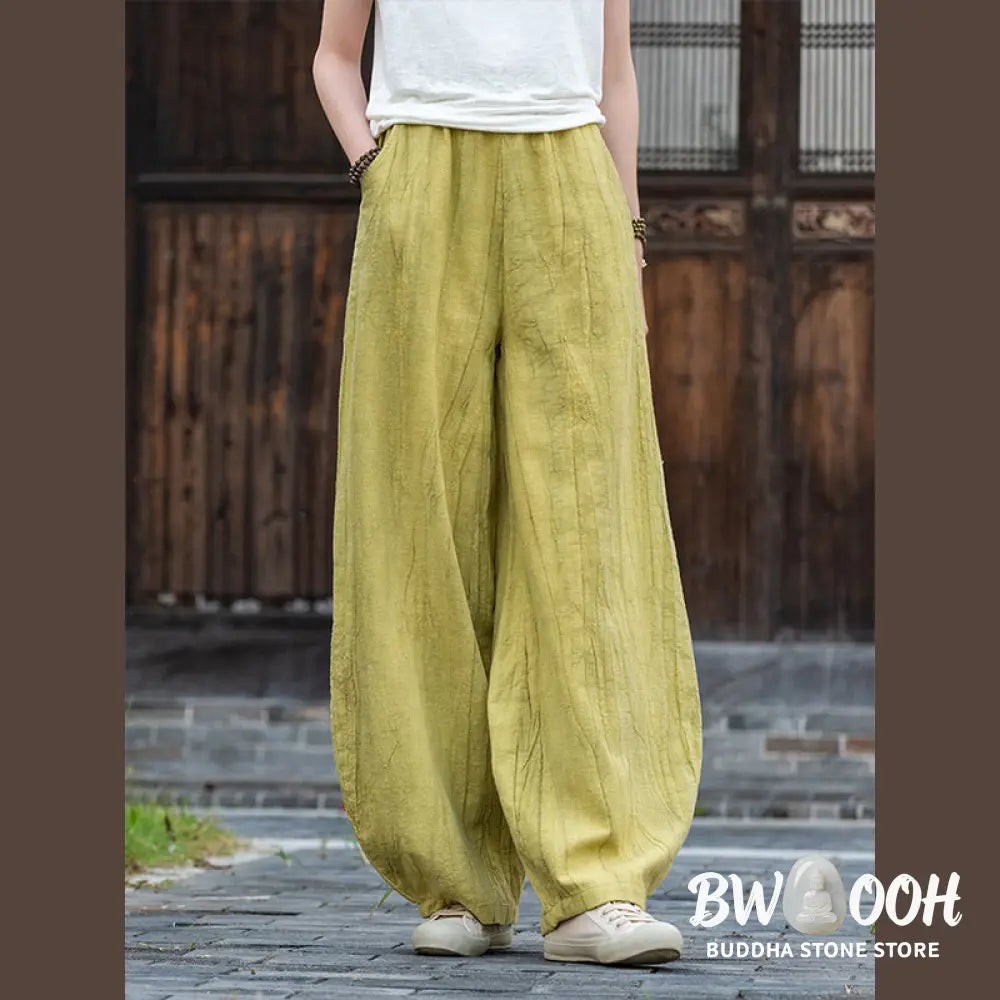 BWOOOH printed harem pants - Ramie Cotton Linen Pants Tie-dye Design 