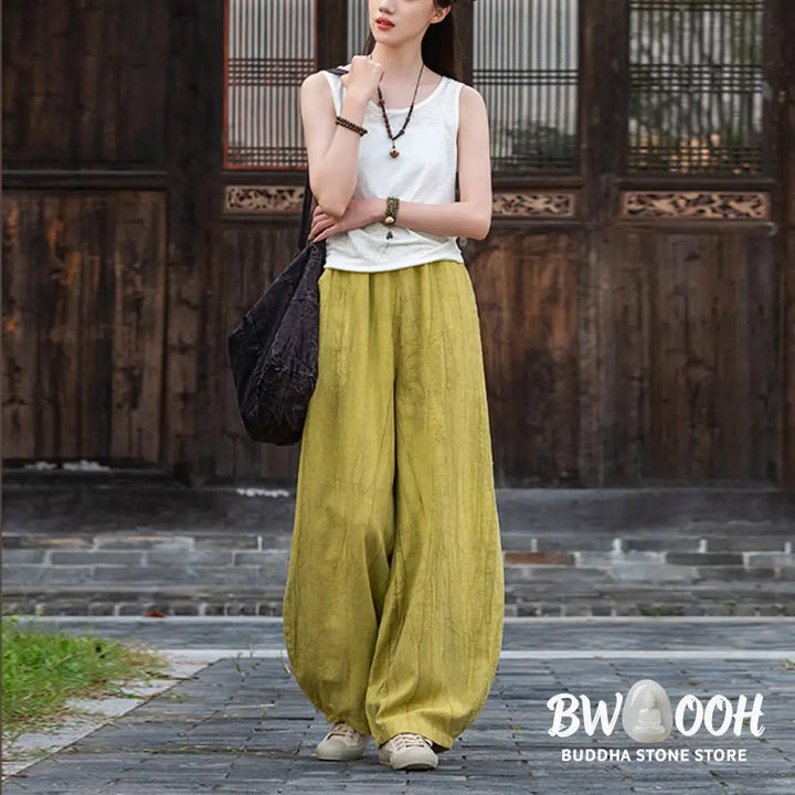 BWOOOH printed harem pants - Ramie Cotton Linen Pants Tie-dye Design 