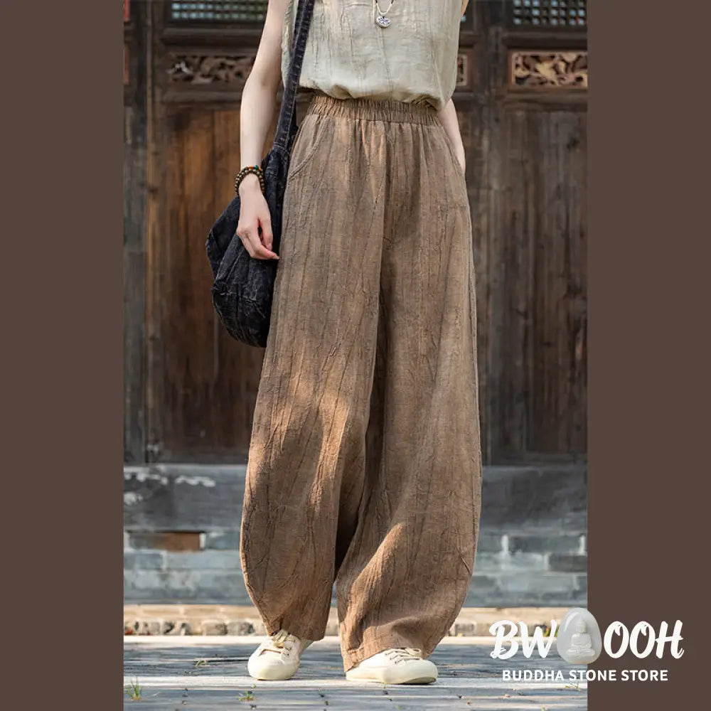 BWOOOH printed harem pants - Ramie Cotton Linen Pants Tie-dye Design 