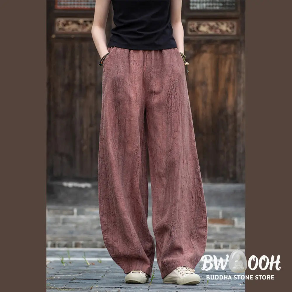 BWOOOH printed harem pants - Ramie Cotton Linen Pants Tie-dye Design 