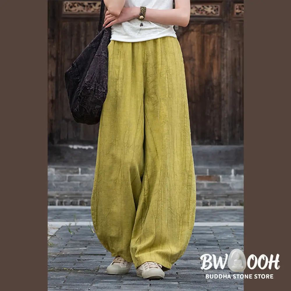 BWOOOH printed harem pants - Ramie Cotton Linen Pants Tie-dye Design 