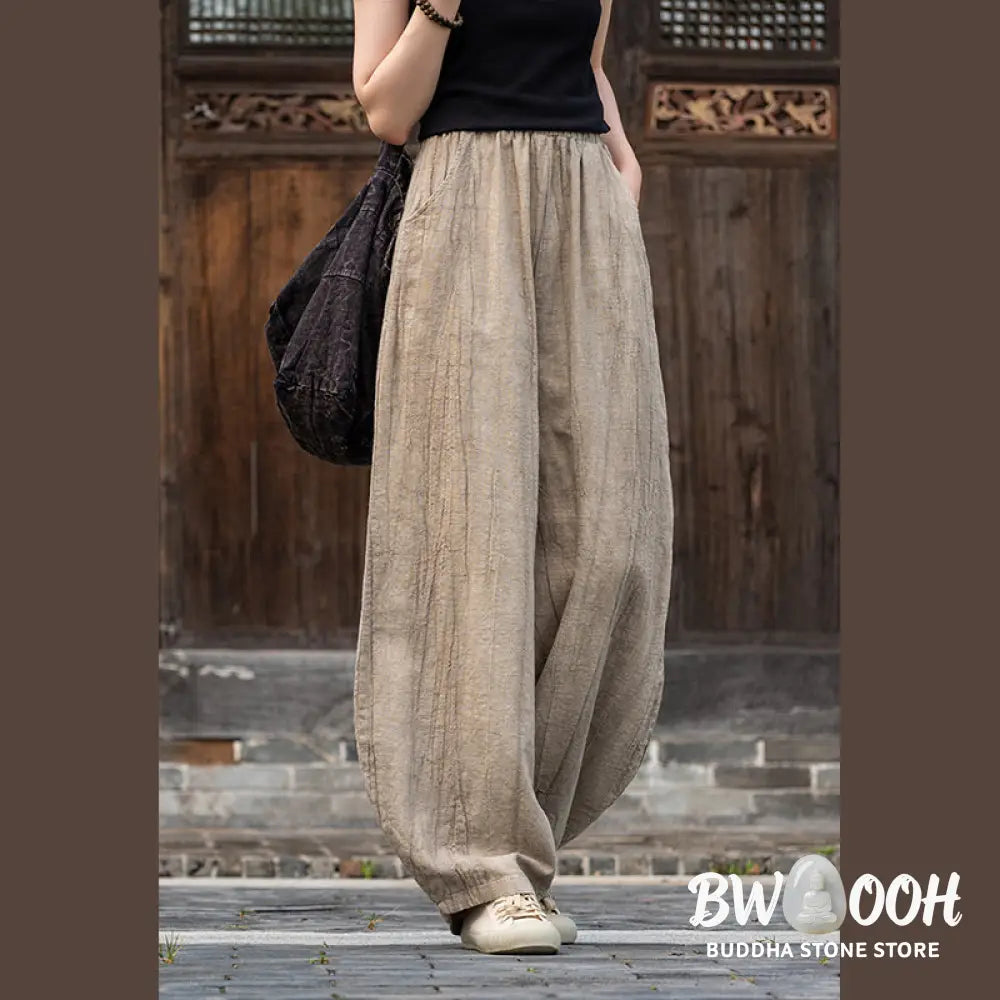 BWOOOH printed harem pants - Ramie Cotton Linen Pants Tie-dye Design 