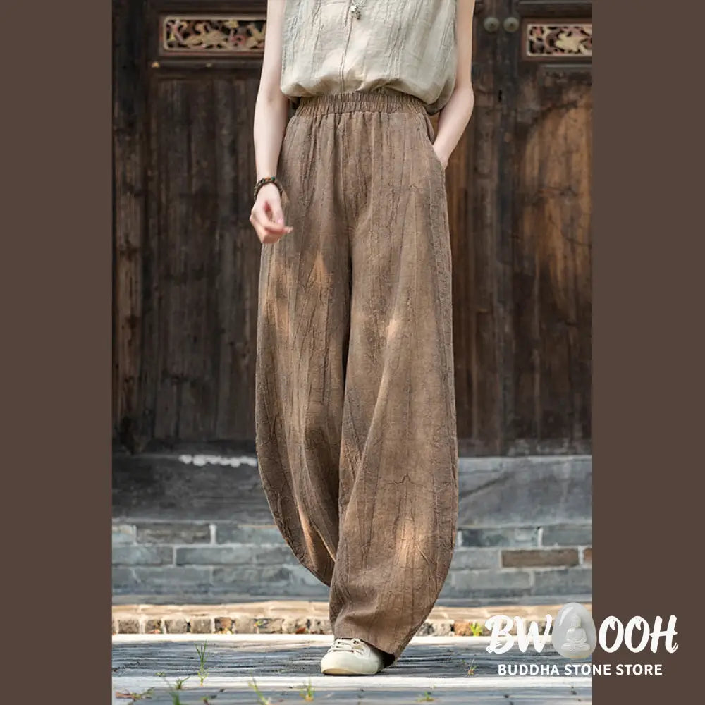 BWOOOH printed harem pants - Ramie Cotton Linen Pants Tie-dye Design 
