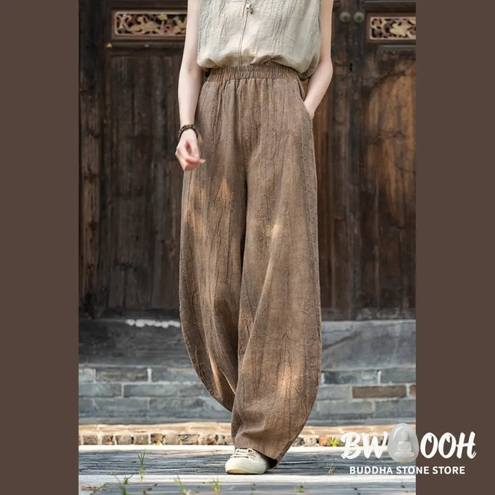 BWOOOH printed harem pants - Ramie Cotton Linen Pants Tie-dye Design 
