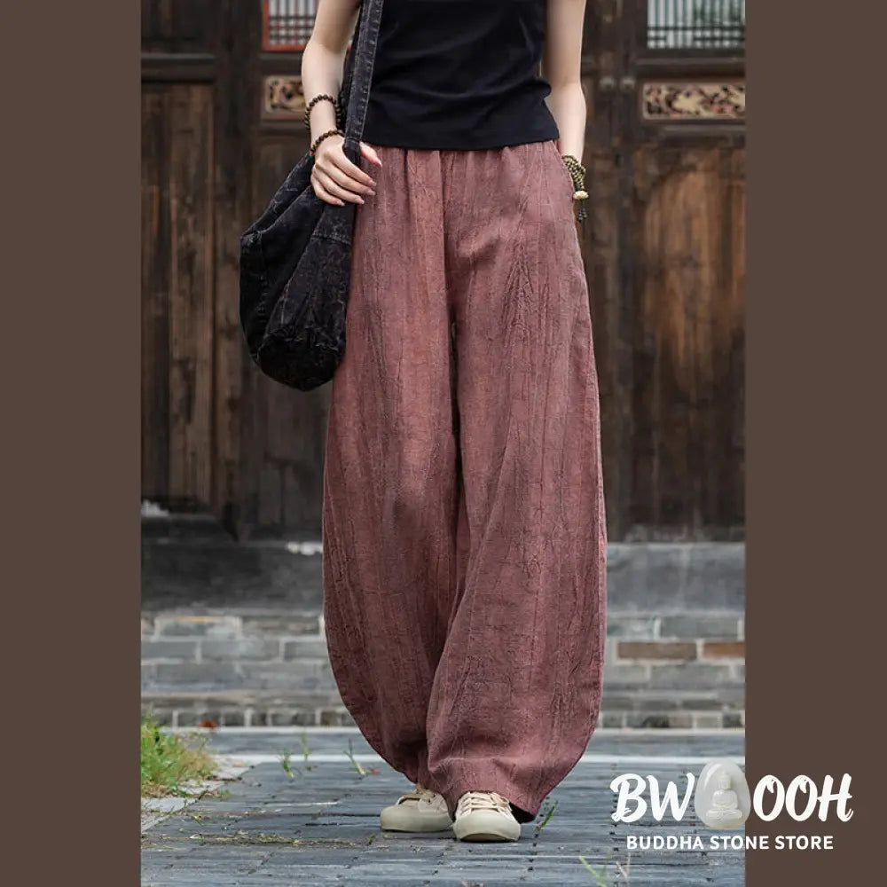BWOOOH printed harem pants - Ramie Cotton Linen Pants Tie-dye Design 