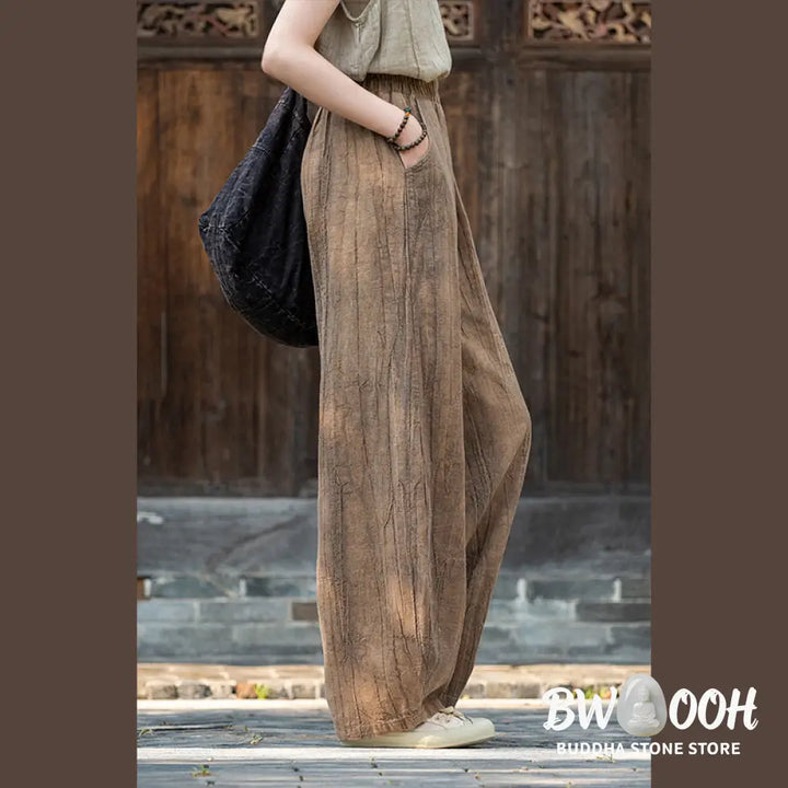 BWOOOH printed harem pants - Ramie Cotton Linen Pants Tie-dye Design 