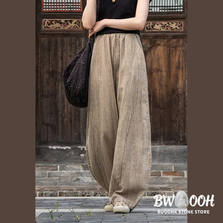 BWOOOH printed harem pants - Ramie Cotton Linen Pants Tie-dye Design 