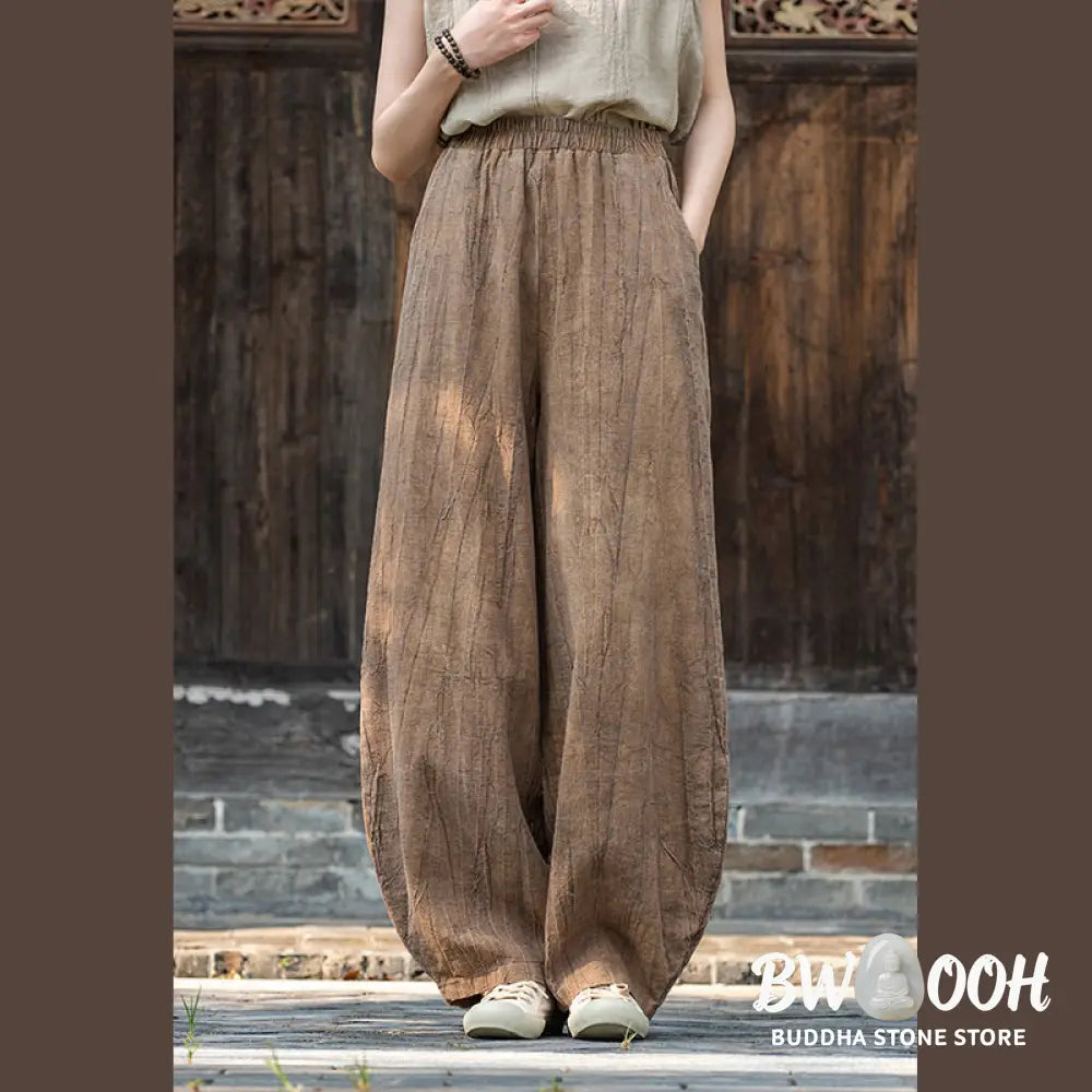 BWOOOH printed harem pants - Ramie Cotton Linen Pants Tie-dye Design 