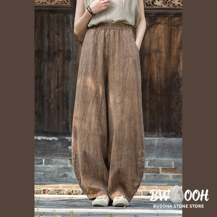 BWOOOH printed harem pants - Ramie Cotton Linen Pants Tie-dye Design 
