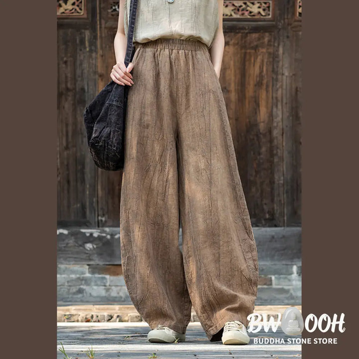 BWOOOH printed harem pants - Ramie Cotton Linen Pants Tie-dye Design 