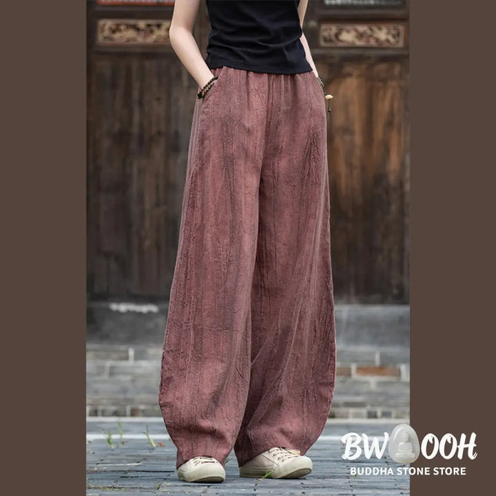 BWOOOH printed harem pants - Ramie Cotton Linen Pants Tie-dye Design 