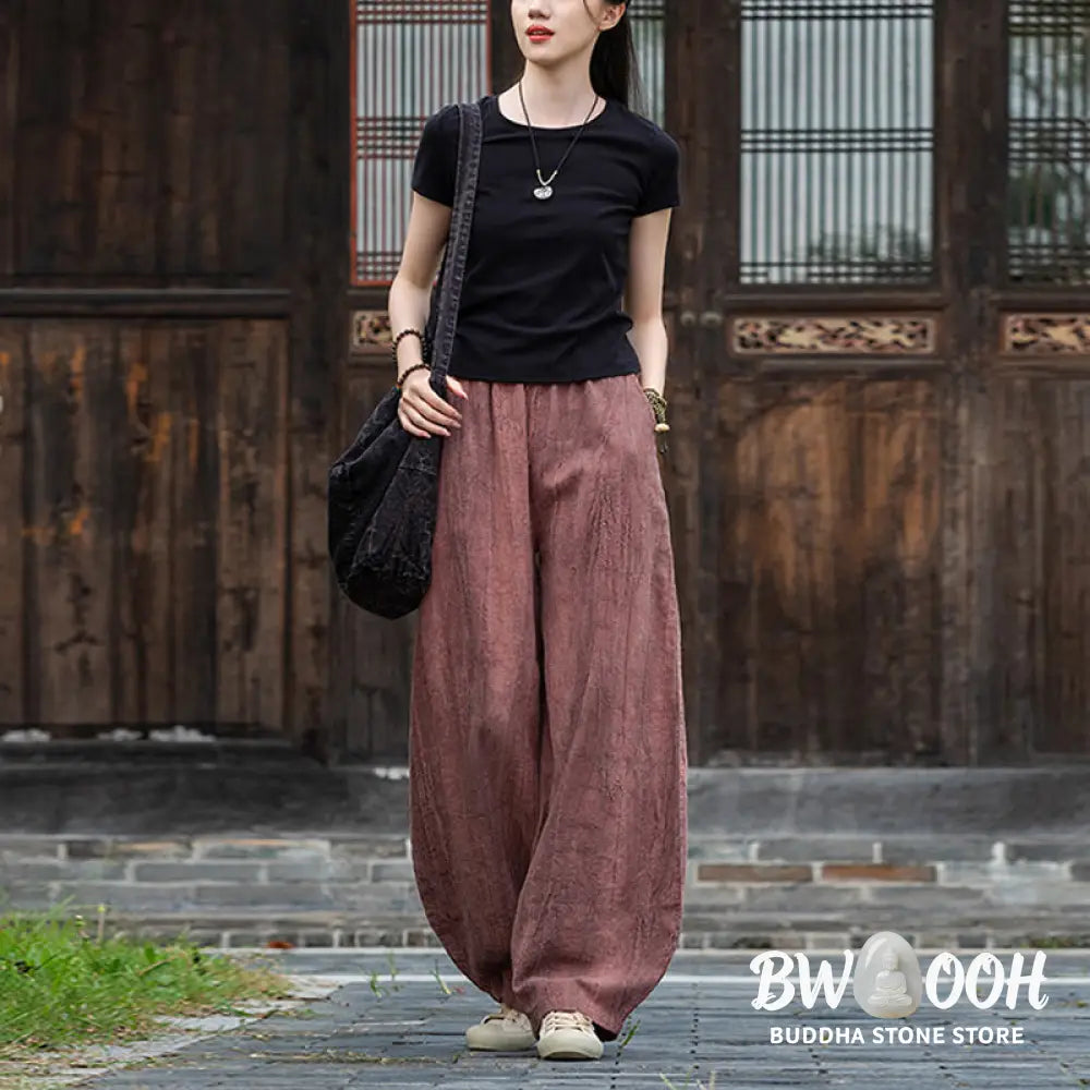 BWOOOH printed harem pants - Ramie Cotton Linen Pants Tie-dye Design 