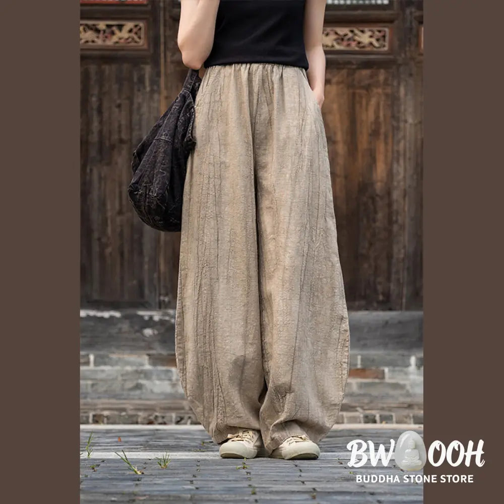 BWOOOH printed harem pants - Ramie Cotton Linen Pants Tie-dye Design 