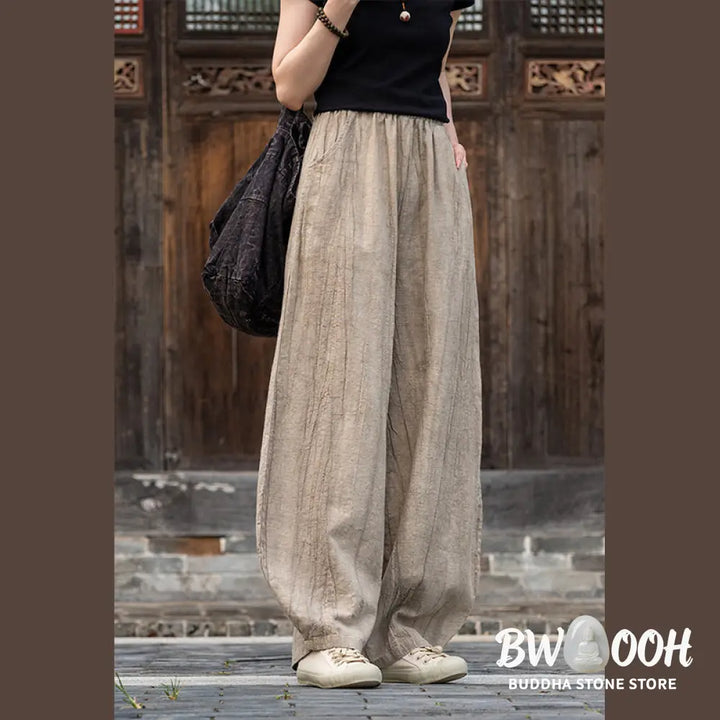 BWOOOH printed harem pants - Ramie Cotton Linen Pants Tie-dye Design 