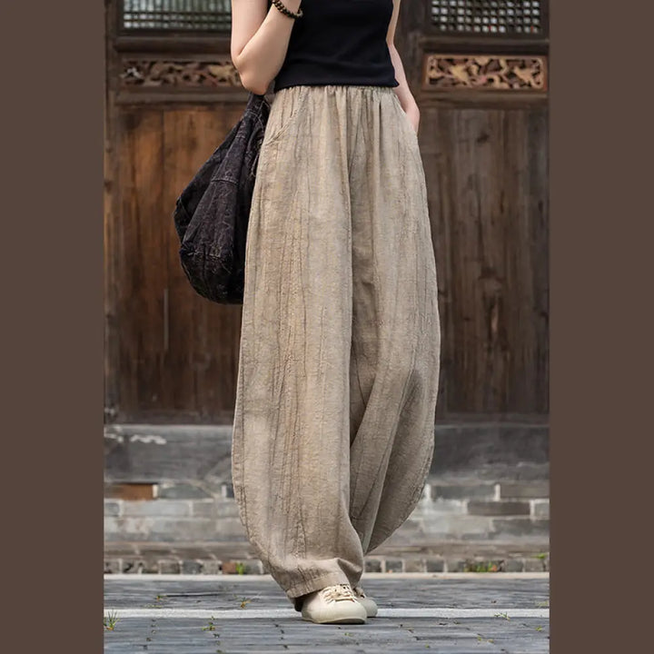 BWOOOH printed harem pants - Ramie Cotton Linen Pants Tie-dye Design 