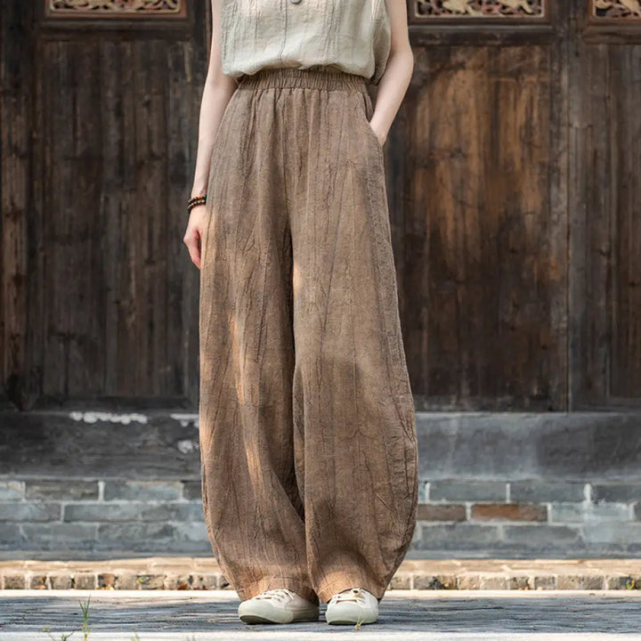 BWOOOH printed harem pants - Ramie Cotton Linen Pants Tie-dye Design 