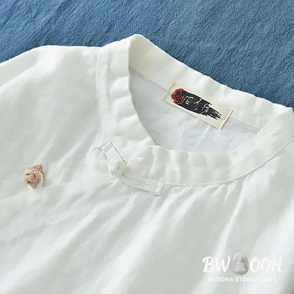 Buddha Stones Ramie Linen Blouse Women Shirt Top Chinese Hanfu Style Clothing - Long Sleeve Shirt