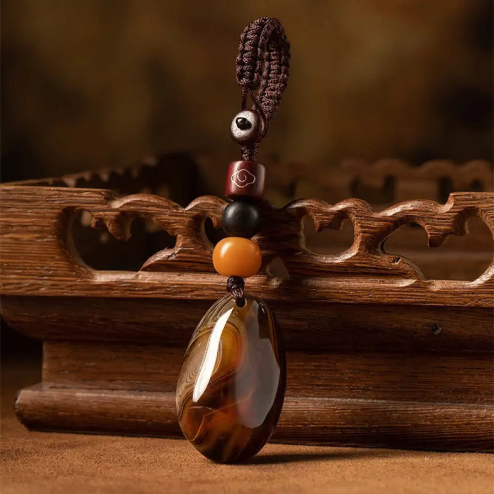 BWOOOH Random Sardonyx Stone Positive Key Chain