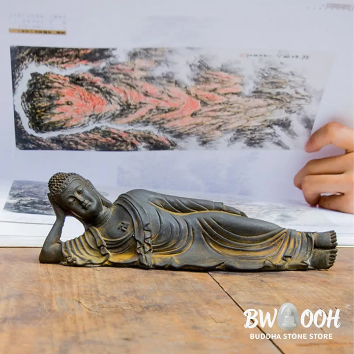 BWOOOH resin Buddha statue - Reclining Buddha Shakyamuni Iron Po