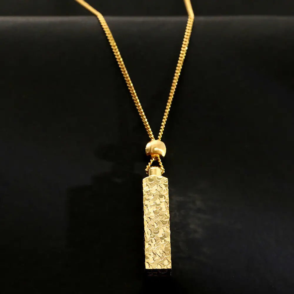 Buddha Stones Rectangular Texture Design Copper Chain Luck Necklace Pendant - BWOOOH - Copper(Pendant Size: 3.5*7cm)