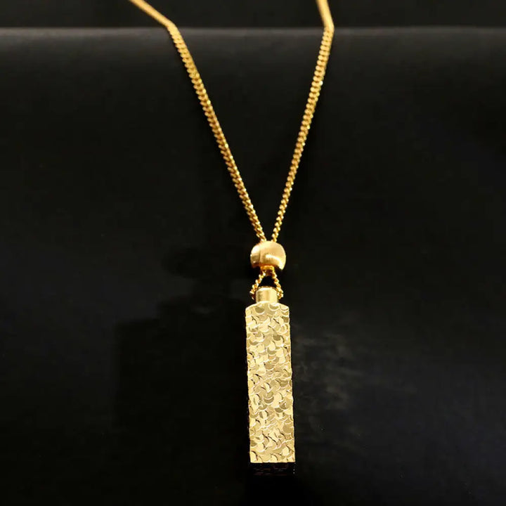 Buddha Stones Rectangular Texture Design Copper Chain Luck Necklace Pendant - BWOOOH - Copper(Pendant Size: 3.5*7cm)