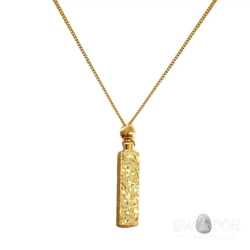 Buddha Stones Rectangular Texture Design Copper Chain Luck Necklace Pendant - BWOOOH - Copper(Pendant Size: 3.5*7cm)
