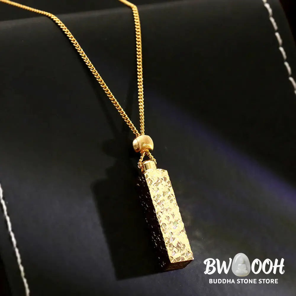 Buddha Stones Rectangular Texture Design Copper Chain Luck Necklace Pendant - BWOOOH - Copper(Pendant Size: 3.5*7cm)
