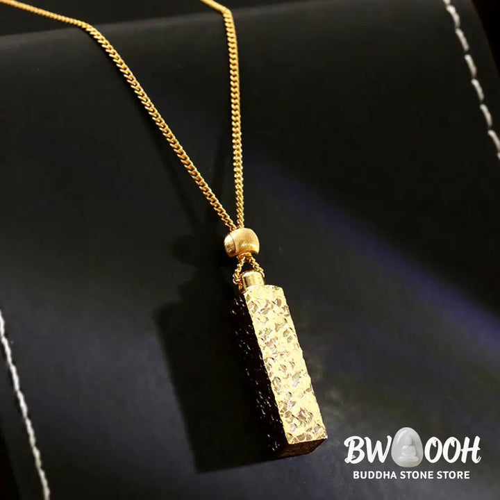 Buddha Stones Rectangular Texture Design Copper Chain Luck Necklace Pendant - BWOOOH - Copper(Pendant Size: 3.5*7cm)