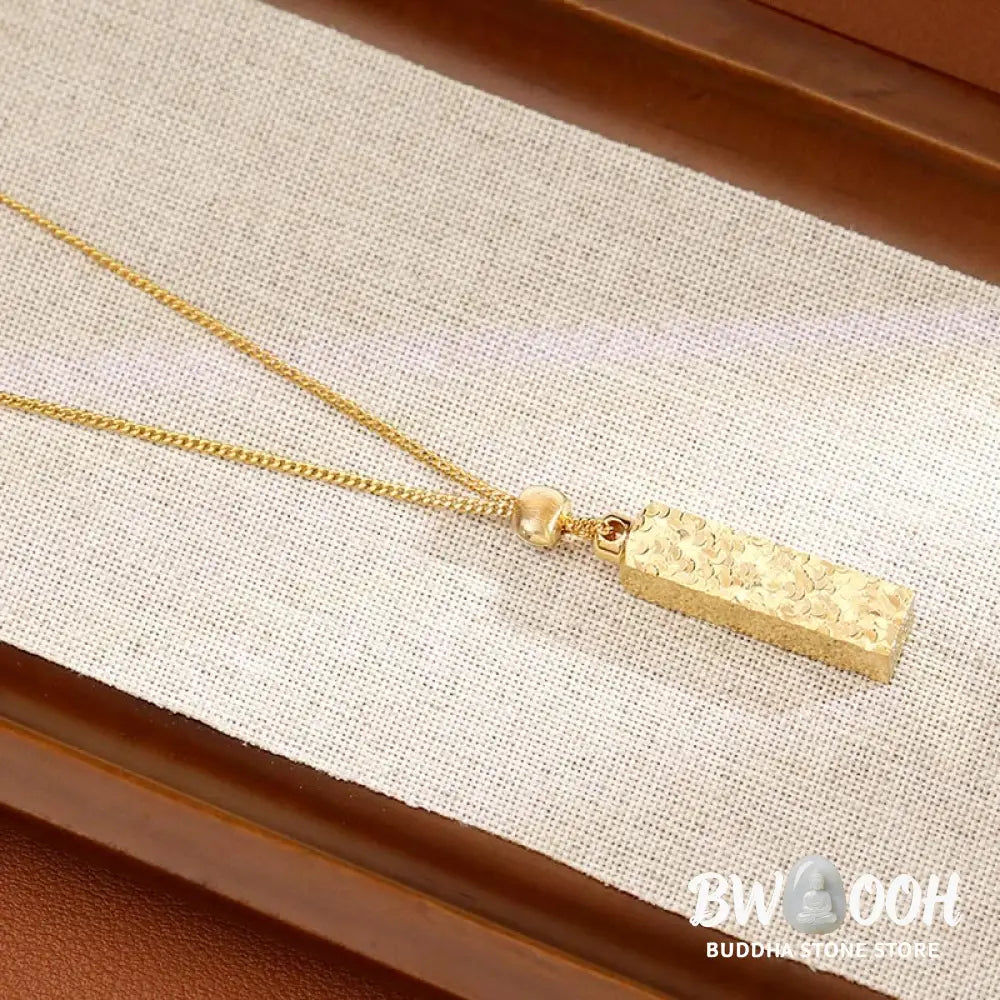 Buddha Stones Rectangular Texture Design Copper Chain Luck Necklace Pendant - BWOOOH - Copper(Pendant Size: 3.5*7cm)